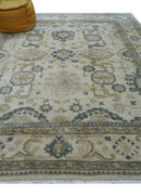 Hand Knotted Ivory And Gray Traditional Oushak Design 8x10 Wool Rug