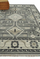 Hand Knotted Ivory and Gray Traditional Tribal Natural Wool Custom Made wool Area Rug, Kids, Living Room and Bedroom Rug