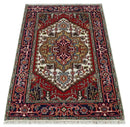 Hand Knotted Ivory, Brown and Blue 4x6 Traditional Antique Style Wool Area Rug