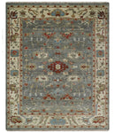 Hand Knotted Gray, Red and Beige Traditional Vintage Style Custom Made Wool Area Rug