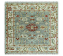 Hand Knotted Gray, Red and Beige Traditional Vintage Style Custom Made Wool Area Rug