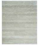 Hand Knotted Modern Geometric Trellis Scandinavian 8x10 Beige, and Ivory Wool Area Rug