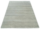 Hand Knotted Modern Geometric Trellis Scandinavian 8x10 Beige, and Ivory Wool Area Rug