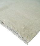 Hand Knotted Modern Geometric Trellis Scandinavian 8x10 Beige and Ivory Wool Area Rug | TRDCP932810