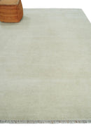 Hand Knotted Modern Geometric Trellis Scandinavian 8x10 Beige and Ivory Wool Area Rug | TRDCP932810