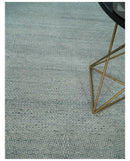 Hand Knotted Modern Geometric Trellis Scandinavian Silver and Gray Wool Area Rug 8x10  | TRDCP930810