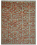 Hand knotted Multi Size Rust and Aqua Floral wool Area Rug