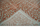 Hand knotted Multi Size Rust and Aqua Floral wool Area Rug