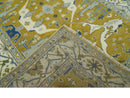 Hand Knotted Mustard, Ivory and Blue Traditional Oriental Oushak 6x9 wool area rug