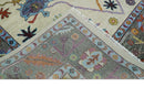 Hand Knotted Ivory and Gray Traditional Oushak Multi Size Wool Area Rug