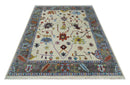Hand Knotted Ivory and Gray Traditional Oushak Multi Size Wool Area Rug