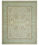 Hand Knotted Oushak 8x10 Beige and Brown Traditional Persian Wool Area Rug | AC32810