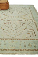 Hand Knotted Oushak 8x10 Beige and Brown Traditional Persian Wool Area Rug | AC32810