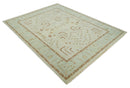 Hand Knotted Oushak 8x10 Beige and Brown Traditional Persian Wool Area Rug | AC32810