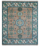 Hand knotted Peach Traditional Khotan Design 8x10 Wool Area Rug