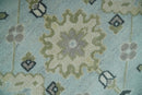 Hand Knotted Persian Oushak 8x10 Blue and Beige Antique Large Wool Area Rug | TRDCP236810