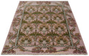 Hand Knotted Pink, Green and Beige Floral Traditional Antique Style Wool Area Rug