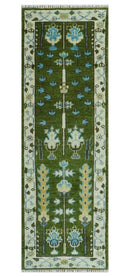 Hand Knotted Royal Green and Ivory Traditional Turkish Style Tree Of Life Multi Size Wool Area Rug