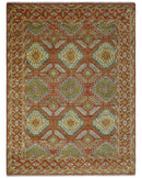 Hand Knotted Rust and Beige Oriental Traditional Multi Size Wool Area Rug, Living Room and Bedroom Rug