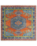 Hand Knotted Rust And Blue Traditional Multi Size Antique Wool Area Rug
