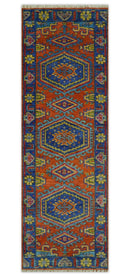 Hand Knotted Rust And Blue Traditional Multi Size Antique Wool Area Rug