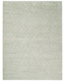 Hand Knotted Silver and Beige 9x12 Trellis Moroccan Rug Made with Fine Wool | TRDCP641912