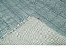 Hand Knotted Silver and Blue Modern Trellis Moroccan Rug Made with Blended Wool Multi Size Rug