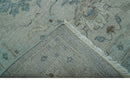 Hand Knotted Silver And Blue Traditional Distressed 10x14 Wool Area Rug
