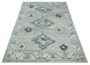 Hand Knotted Charcoal And Beige Traditional with Blended Custom Made Wool Rug