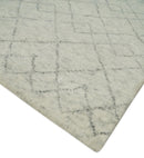 Hand Knotted Silver and Gray 9x12 Trellis Moroccan Rug Made with Fine Wool | TRDCP638912
