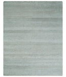 Hand Knotted Silver, Ivory and Gray 8x10 Modern Geometric Trellis Scandinavian Wool Area Rug | TRDCP945810