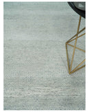 Hand Knotted Silver, Ivory and Gray 8x10 Modern Geometric Trellis Scandinavian Wool Area Rug | TRDCP945810