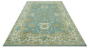 Hand Knotted Teal, Ivory and Beige Traditional Oriental Oushak Multi Size wool rug