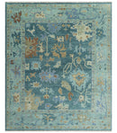 Hand Knotted Teal Traditional Oushak Multi size wool area rug