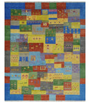 Hand knotted Traditional Multi color 8x10 Antique Tribal Style Gabbeh Design Wool Area Rug