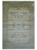 Hand Knotted Traditional Oushak Design Beige And Gray 6x9 Wool Area Rug