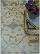 Hand Knotted Traditional Oushak Design Beige And Gray 6x9 Wool Area Rug