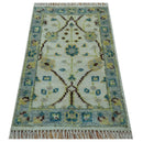 Hand knotted Traditional Oushak Design Blue And Ivory 2x3 Wool Area Rug