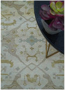 Hand Knotted Traditional Oushak Design Gray And Beige 8x10 Wool Rug