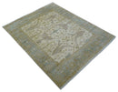 Hand Knotted Traditional Oushak Design Gray And Beige 8x10 Wool Rug