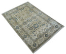 Hand Knotted Traditional Oushak Design Ivory And Gray 6x9 Wool Rug