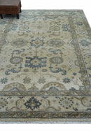 Hand Knotted Traditional Oushak Design Ivory And Gray 6x9 Wool Rug