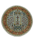 Hand Knotted Tree of Life Rust and Blue Traditional Turkish Design Wool Rug