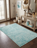 Hand Loom 5x8 Modern Style Teal Wool Blend Area Rug
