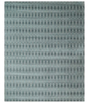 Hand Made 8x10 Modern Stripes Beige, Gray and Silver Scandinavian Blended Wool Flatwoven Area Rug | KE22