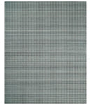 Hand Made 8x10 Modern Stripes Charcoal And Gray Blended Wool  Area Rug