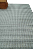 Hand Made 8x10 Modern Stripes Charcoal And Gray Blended Wool  Area Rug