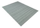 Hand Made 8x10 Modern Stripes Charcoal And Gray Blended Wool  Area Rug