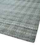 Hand Made 8x10 Modern Stripes Charcoal And Gray Blended Wool  Area Rug