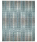 Hand Made 8x10 Modern Stripes Peach, Gray and Silver Blended Wool Area Rug